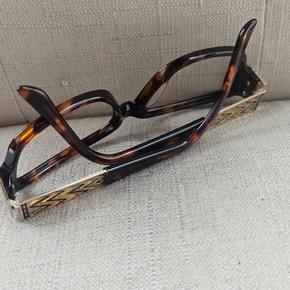 Daisy Fuentes Women Eyeglasses Risa Brown Tortoise Gold Tone Glasses Frame - Picture 7 of 14
